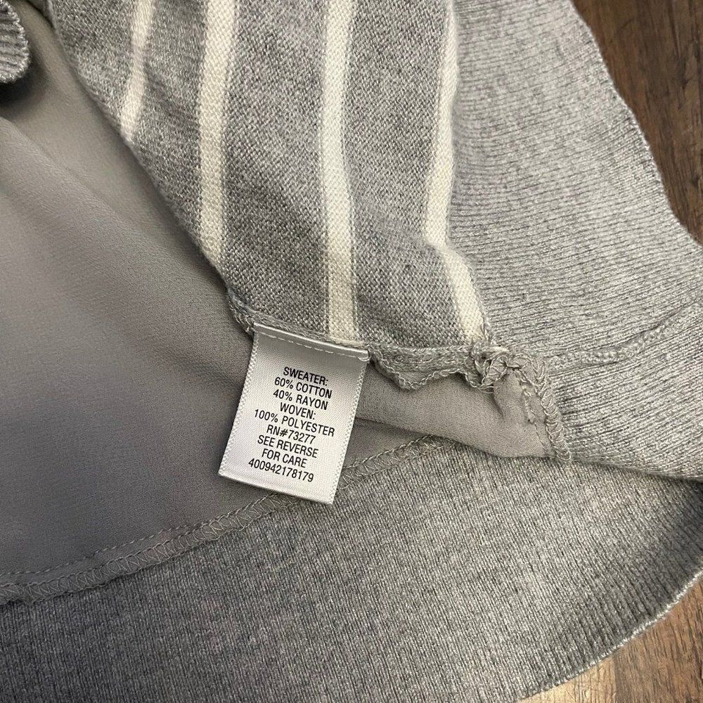 Elle Solid Back Stripes Front Lightweight Sweater - Picture 8 of 10